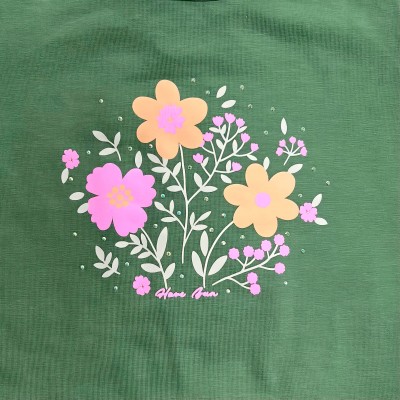 Conj Verde Jardim de Flores e Shorts Saia